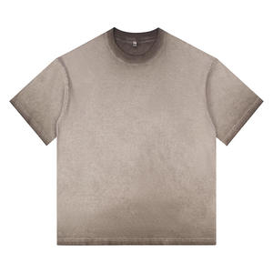 เสื้อยืดคุณภาพสูง 230gsm ผ้าฟอกกรด ทรงโอเวอร์ไซส์ คอกลม แขนสั้น สไตล์วินเทจ สำหรับผู้ชาย เหมาะสำหรับใส่เล่นกีฬา ลายพิมพ์เรียบ - Product Image 3