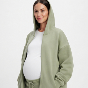 Sudadera con capucha para lactancia y maternidad, holgada, con cremallera, para embarazo, 100% algodón y poliéster, para mujer - Product Image 3