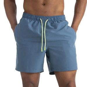 Short de bain pour homme vert uni à séchage rapide, taille élastique, décontracté, avec cordon de serrage, longueur mi-cuisse - Product Image 4