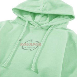 เสื้อฮู้ดครอปสีเขียวมิ้นท์สำหรับผู้หญิง พิมพ์ลายโลโก้ด้านหน้า แขนยาว สวมใส่สบาย ผลิตจากผ้าฝ้ายถัก 100% เหมาะสำหรับใส่ในฤดูใบไม้ร่วง - Product Image 5