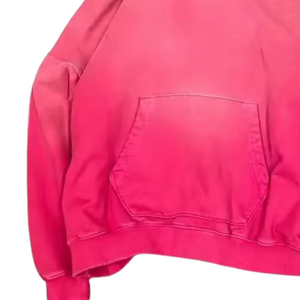 Sweat à capuche rose délavé effet soleil, coupe oversize en coton, unisexe, streetwear, logo personnalisé, fabricant OEM - Product Image 3