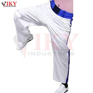 White Blue Kickboxing <b>Trousers</b> Full Contact For Adult Boxing Muay <b>Thai</b> Fitness & Karate Pants Polyester Satin Fabric <b>Trousers</b> - Product Image 5