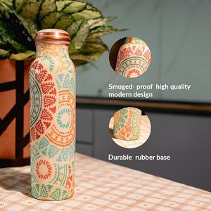 Bohemian Pattern Portable Water Bottle <b>Plastic</b> Outdoor Travel <b>Cup</b> Straight Design Transparent Direct <b>Drinking</b> Hiking Use - Product Image 5