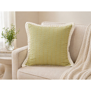 Luxury 100% Cotton Embroidered <b>Cushion</b> <b>Cover</b> | Decorative Throw Pillow <b>Cover</b> with Contrast Blanket Stitch - Product Image 5