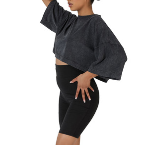 Camiseta Corta Informal para Mujer, Estilo Moderno, Ropa de Uso Diario, Camiseta Corta de Algodón Suave, Ropa Premium para Mujer, Camisetas Cortas - Product Image 5