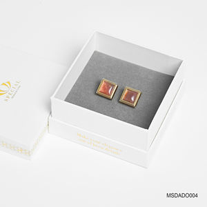 Mancuernillas de Lujo con Ágata Roja y Baño de Oro de 18K para Hombre - Piedra Preciosa Fengshui Auténtica |   Colección Tinh Vu |   MSDADO004 - Product Image 4