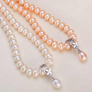 Collar de Perlas de Agua Dulce sin Núcleo de 5.5-6mm, Limpio y Impecable, con Cadena para Clavícula y Elegante Colgante - Product Image 4