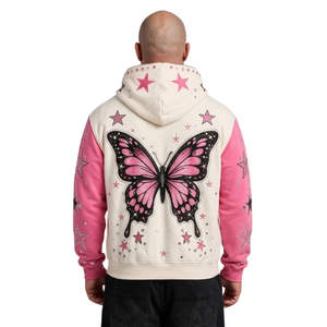 Sudadera con Capucha de Felpa Gruesa con Diseño Artístico en Tonos Pastel, Estampado Celestial de Dos Tonos, Estilo Casual y Relajado, Transpirable - Product Image 2
