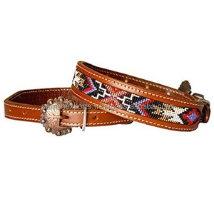 Handmade Premium Quality Fancy Leather <b>Dog</b> <b>Collar</b> With Carving And Bead Work Manufacturer Supplier Saman Exports - Product Image 2