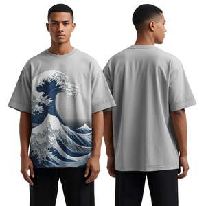 เสื้อยืดทรงหลวมสำหรับผู้ชายรุ่นใหม่ ดีไซน์ไหล่ตก พร้อมลายพิมพ์ Arctic Wave Puff Print สุดเท่ ด้วยสไตล์ลำลองระดับพรีเมียม - Product Image 1