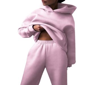 Conjunto Deportivo Casual para Mujer, 100% Algodón, Sudadera con Capucha, Pantalones Largos, Talla Grande, 380gsm - Product Image 2