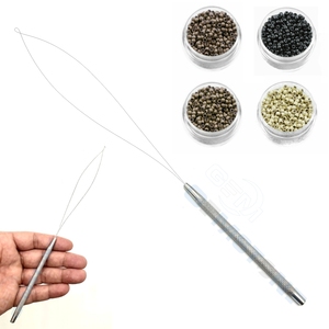 Custom Logo Stainless steel Hair Extension Loop Tool – Professional Micro <b>Beads</b> Pulling <b>Needle</b> for Nano Ring Installation - Product Image 5