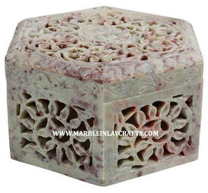 Diseño único con acabado fino hecho a mano Natural esteatita tallado joyero forma Rectangular para decoración del hogar proveedor - Product Image 4