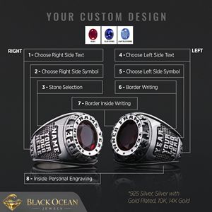 Anillo de Graduación Universitario BOJ MCollege Ring 007 Personalizado en Plata con Diamantes, Unisex, Certificado por GIA, Micro, Bajo Precio - Product Image 5