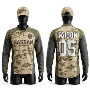 Camiseta de paintball para hombre, poliéster premium transpirable, camuflaje verde y negro, panel acolchado, logotipo personalizado por sublimación, camiseta de paintball. - Product Image 4