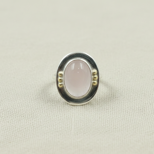 unique Rose Quartz Oval Ring 925 Sterling Silver Rose Gold Yellow Gold Plated Handmade Brass Ball Designer Statement Jewelry - Product Image 4