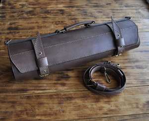 Bolsa de Herramientas Portátil Ligera de Cuero Genuino, Estuche Enrollable para Lápices de Cuero Auténtico, Bolsa de Herramientas Enrollable Multiusos Clásica - Product Image 1