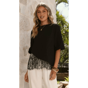 Túnica Everlooks Noir con ribete de encaje asimétrico - Product Image 2