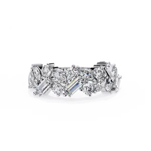 Anillo de cóctel unisex de oro macizo de 10K, 14K, 18K con diamantes cultivados en laboratorio de corte mixto disperso, certificado IGI, joyería fina, regalo - Product Image 1