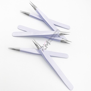 Pince à épiler de précision RMI Private Custom 90 degrés en acier inoxydable nano, noire-or, à pointe en fibre pour extensions de cils volume - Product Image 5