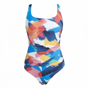 Blue Butterfly Print 2 Piece Yoga <b>Set</b> With Gold Trim Deep V Neck Halter Bodysuit And Knee Length Wrap Skirt - Product Image 1