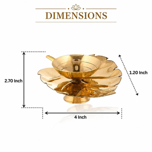 Ensemble de 2 lampes à huile en laiton, design lotus, paire de lampes traditionnelles Pooja Deepak pour la décoration de la maison, du temple, du mandir, de l'arti, du festival Diwali - Product Image 3