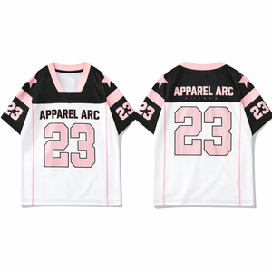 Maillot de football personnalisé noir, blanc et rose 23, unisexe, coupe oversize, streetwear, chemise d'équipe, fournisseur en gros - Product Image 3