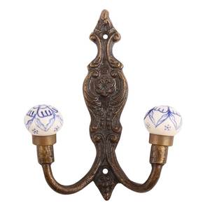 Crochet mural décoratif en céramique et métal, motif floral bleu et blanc, style indien, robuste, pour salle de bain, manteaux, chapeaux, sacs, serviettes - Product Image 1