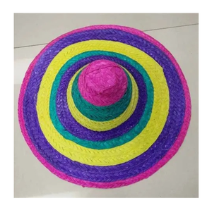 Sombrero mexicain brodé à la main à rayures colorées pour femme, idéal pour les voyages en plein air, les fêtes et les événements, disponible en rose, violet, jaune et vert - Product Image 1