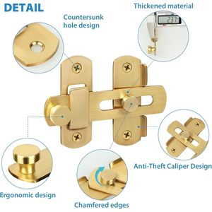 Loquet de sécurité robuste en acier inoxydable SUS304 de 4 pouces pour portails, portes de grange, clôtures en bois et portes françaises coulissantes - Product Image 3