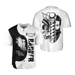 Custom Logo Barber Baseball Jersey Shirt With Clipper Design And Personalized Name For Barbers - Product Image 6