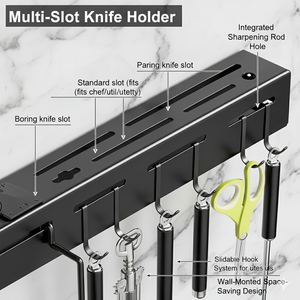 Moderno Portacuchillos de Cocina con Ganchos y Ranuras de Almacenamiento para Cuchillos, Cucharas y Espátulas, Organizador de Pared - Product Image 3