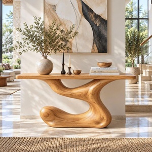 Table console en bois au design unique pour entrée, faite à la main en bois massif, avec taille personnalisée, faible MOQ - Product Image 3