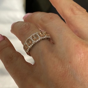 New Arrival Lab Grown Fancy Brownish Pink <b>Cushion</b> Diamond Halo <b>Wedding</b> Band in 14K White Gold Diamond Band for Women's - Product Image 5