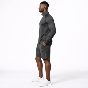 Conjunto Deportivo Moderno Unisex de Calidad de Exportación al por Mayor, Top de Manga Larga con Cierre de Cremallera, Pantalones Cortos de Fitness, 100% Algodón Ecológico - Product Image 3