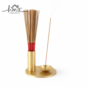Modern Brass Incense Holder Set with <b>Stick</b> Storage Tube and Ash Catcher Bowl Minimalist Burner Stand Decorative Home Meditation - Product Image 1