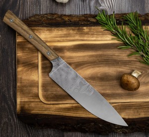 Cuchillo de Chef Artesanal de Acero de Damasco de 5 Pulgadas, Hoja de Acero al Carbono Superafilada, Mango de Madera, Cuchillo de Carnicero Desechable, Cuchillo de Cocina - Product Image 3