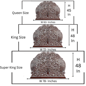 Tête de lit Paon en bois sculpté artisanal, finition blanchie, motif floral élégant, pour chambre à coucher, par Smart Art Wood Carving - Product Image 6