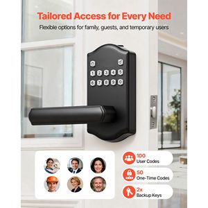 Maniglia per Serratura Elettronica Senza Chiave Personalizzabile con Blocco Automatico e Tastierino Codificato dall'Utente per Porte in Legno - Product Image 2