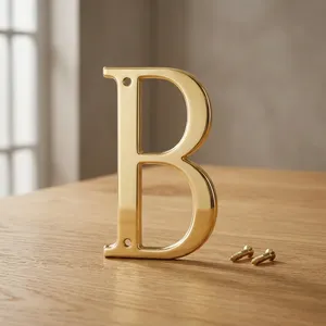 Lettre métallique B avec vis, lettre de l'alphabet pour plaque de nom de maison, porte principale, bureau, hôtel, signalétique de magasin, résistante à la rouille, finition dorée - Product Image 5