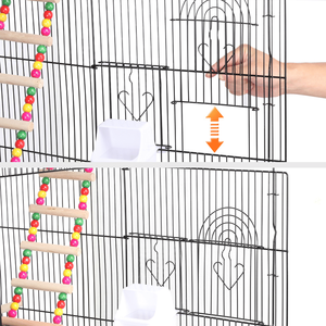 Grande cage à oiseaux en métal 39"H avec toit pour petits oiseaux, noire - Product Image 5