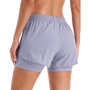 Shorts Deportivos 2 en 1 para Mujer, Lavanda, Fluidos, de Poliéster, Secado Rápido, Cintura Alta con Bolsillo con Cierre - Product Image 3