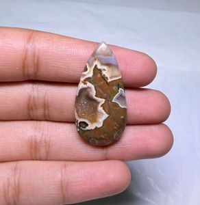 Cabochon de jaspe naturel taillé en poire, orange, vert, marron, poli, pierre précieuse en vrac pour la fabrication de bijoux - Product Image 3
