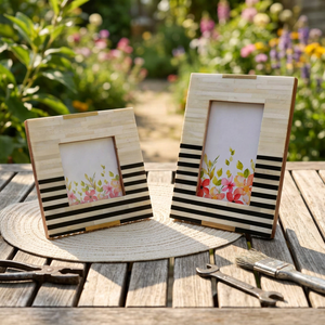 FAIZA CRAFT - Marco de Fotos Vertical Cuadrado Hecho a Mano con Incrustaciones de MDF y Hueso, con Impresión UV Personalizada Resistente al Agua, Decoración para el Hogar - Product Image 1