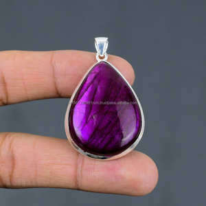 Pendentifs indiens en argent sterling 925 faits à la main avec des pierres précieuses de Labradorite vêtements de fête pour femmes - Product Image 4