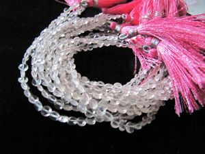 Perles de quartz rose naturel facettées en forme de pièce de monnaie, 4,5 mm, vendues par brin de 8 pouces - Product Image 4