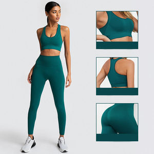 Women Yoga Gym Fitness Sets 2 Piece Yoga Wear Sportswear Workout Yoga Tops Short <b>Leggings</b> Set Yoga Sets Customized LOGO - Product Image 4