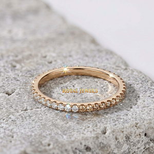 Anillo de Diamantes Color Oro Rosa, Banda de Eternidad con Piedras Mixtas, Joyería de Boda para Mujer - Product Image 4
