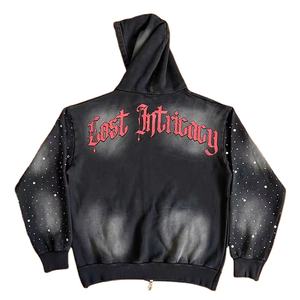 Sudadera con capucha y ropa de calle con cremallera y serigrafía chándal lavado ácido alta calidad unisex tendencia personalizada - Product Image 3