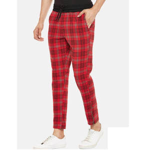 Pantalon de survêtement à carreaux rouges pour hommes, taille élastique, cordon de serrage, pantalon décontracté avec poches latérales, vêtements d'hiver - Product Image 2